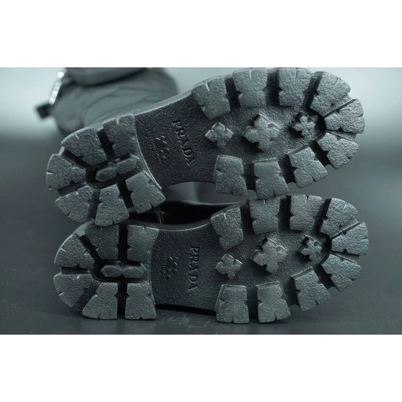 Prada Monolith Nylon Zip Bag Lug Combat Boot SZ 38 Logo Pocket Riding Platform - Picture 7 of 12
